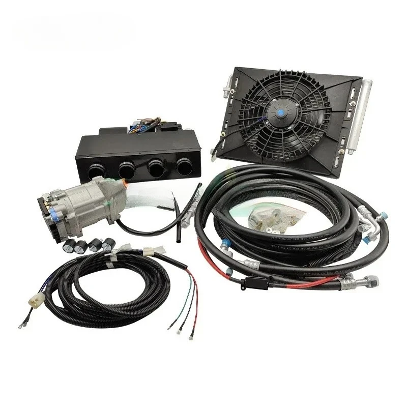Truck modification 24v DC electric compressor parallel dual system hidden parking air conditioner 12v automotive refrigeration