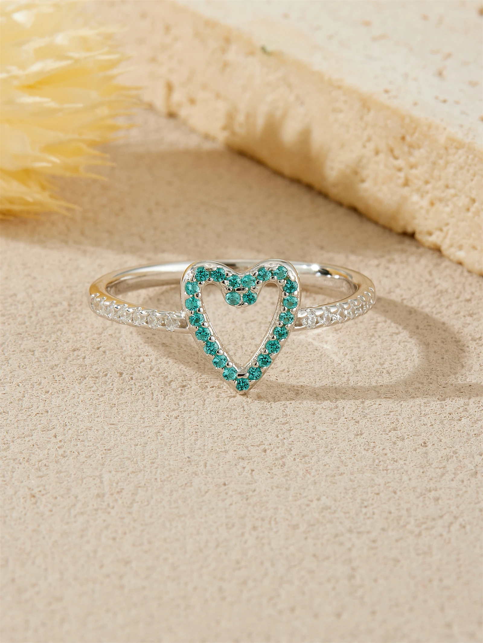 

DPLAOPA Новое кольцо из стерлингового серебра 925 пробы с сердечком, светло-голубое циркониевое кольцо для женщин, 2025, роскошное изысканное повседневное романтическое подарочное ювелирное изделие