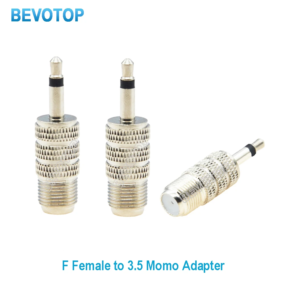 

100PCS/lot F Female Jack to 3.5mm Mono 1/8" Male Plug RF Coaxial Adapter Bevotop RF Connectors