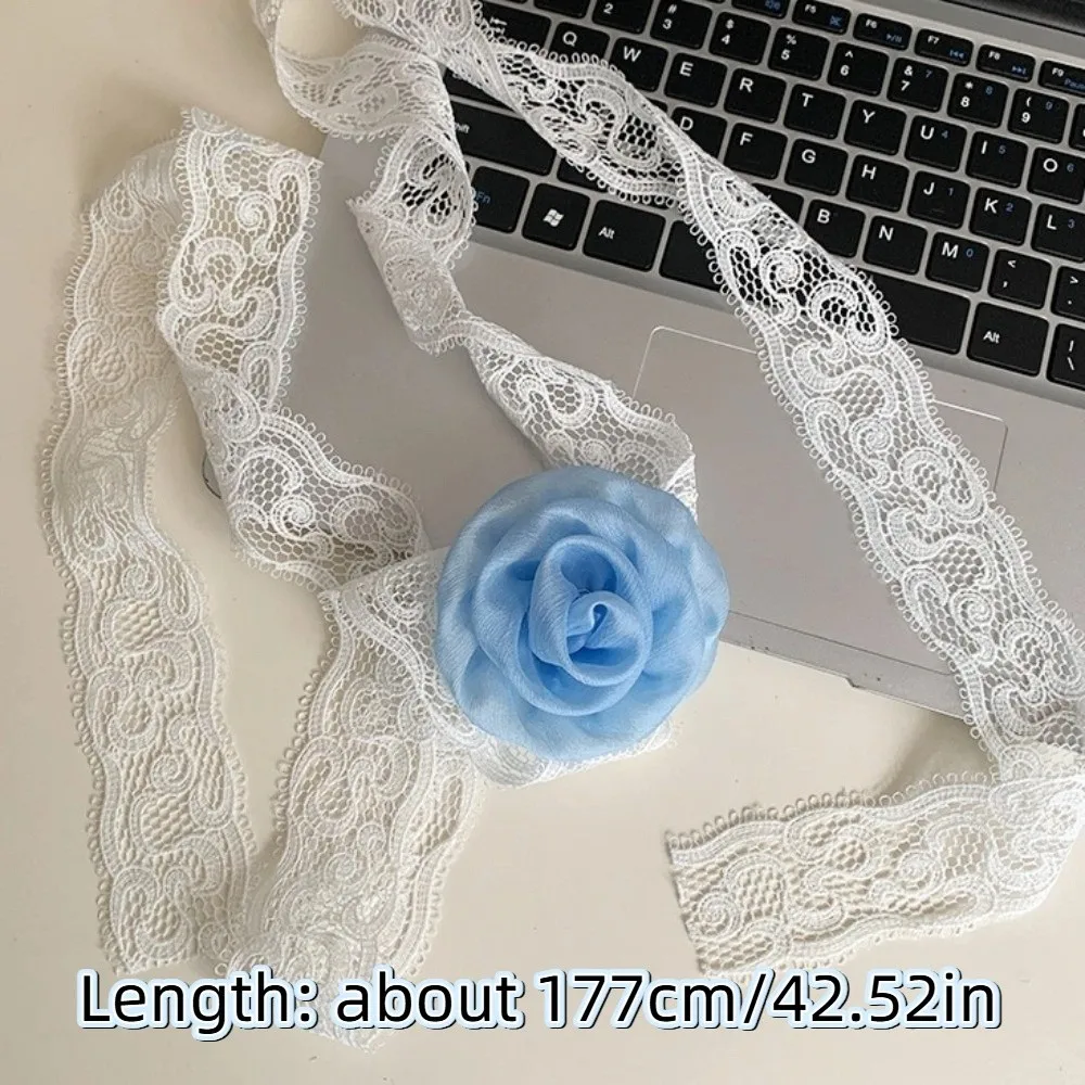 เข็มขัดผูกเอวลายลูกไม้สไตล์เกาหลี Y2K ลายดอกไม้ ผ้าพันคอผูกเอวแบบสตรีทแวร์