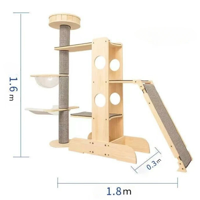 Imagem -04 - Grande Madeira Maciça Cat Escalada Frame Cat Nest Tree Deluxe Cat Stand Madeira Maciça Multicamadas Arranhando Board Tower