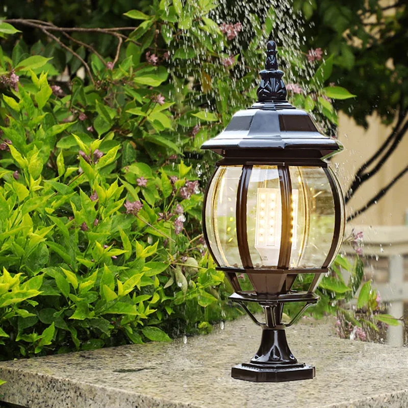 Vintage Post Lamp Outdoor Garden Pillar Light IP65 Waterproof Aluminum Post Lantern E27 Warm Lighting for Villa Patio Fence Deco