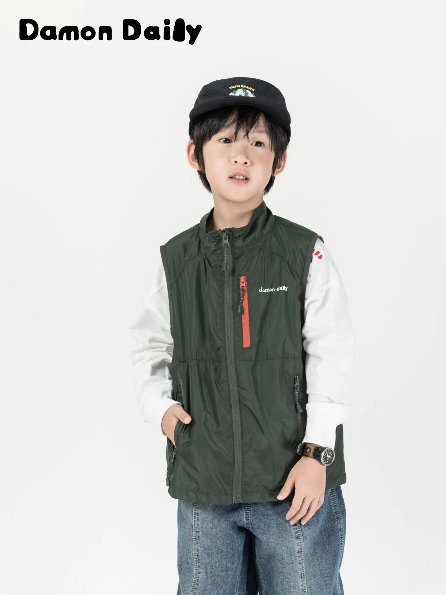 Damon Daily Autumn New Style Unisex Kids Outdoor Lightweight Quick Dry Zipper Mesh Vest Breathable Comfortable Nylon Jacket