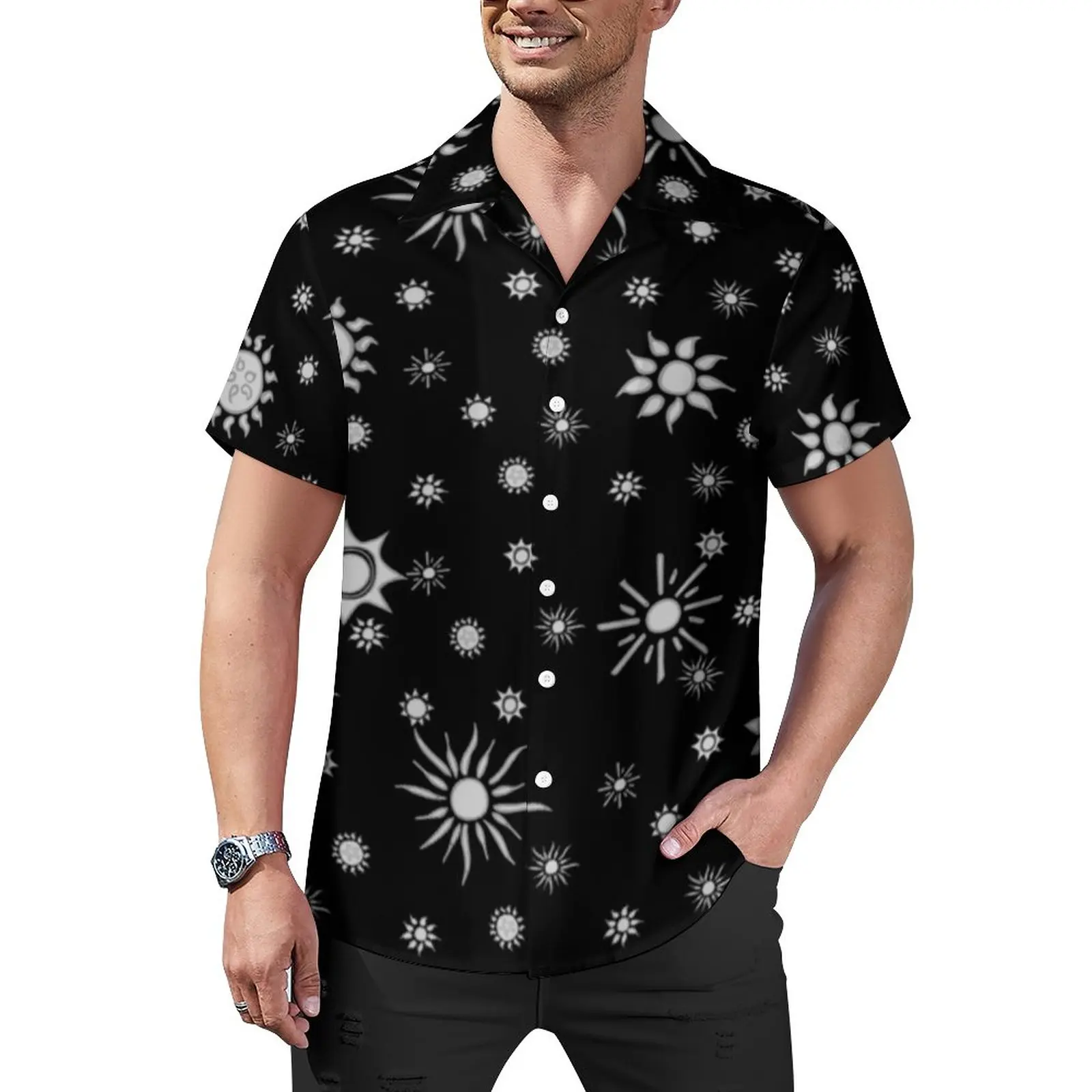 

Sun Print Casual Shirts Sunshine Vacation Shirt Summer Fashion Blouses Men Printed Big Size
