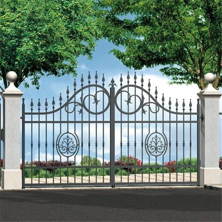 Galvanized Steel Wrought Iron Horse Design Driveway Gate Outdoor Patio