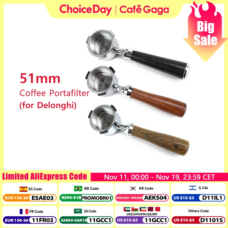 Coffee Bottomless Portafilter 51mm For Delonghi EC680 EC685 Replacement Filter Basket Espresso Machine Accessory Barista Tools