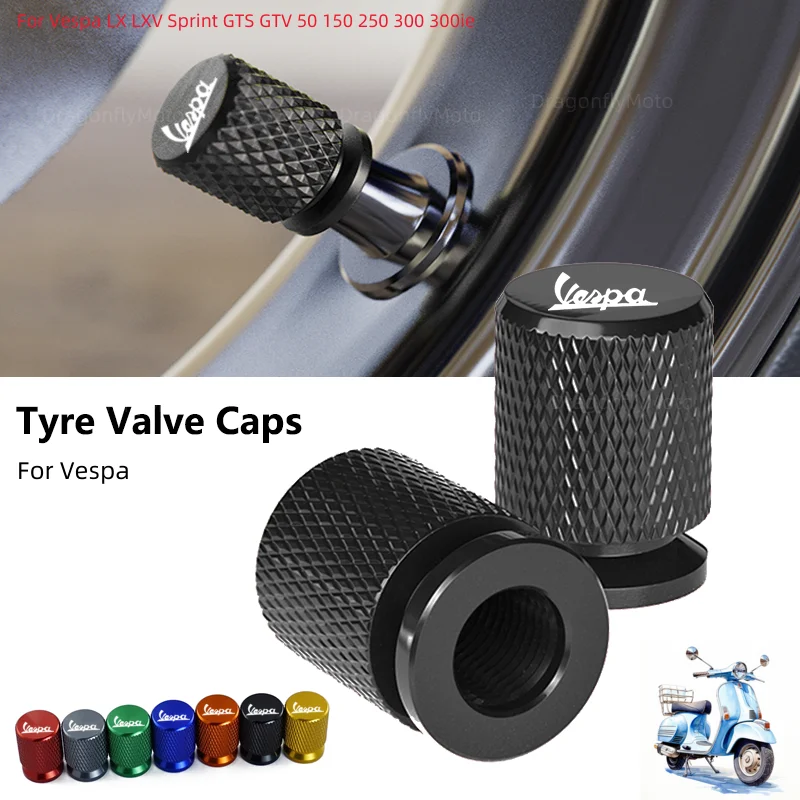 2 Pcs Motorcycle Accessories For Piaggio Vespa Primavera 150 SPRINT LXV 125 125 200 GTS300 Tire Valve Air Port Stem Cover Caps