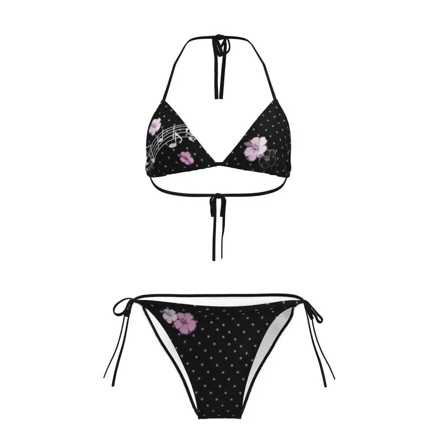Japanese subculture Y2K Harajuku notes Fuso flower print sexy bikini American trend hot girl split vacation anti exposure bikini