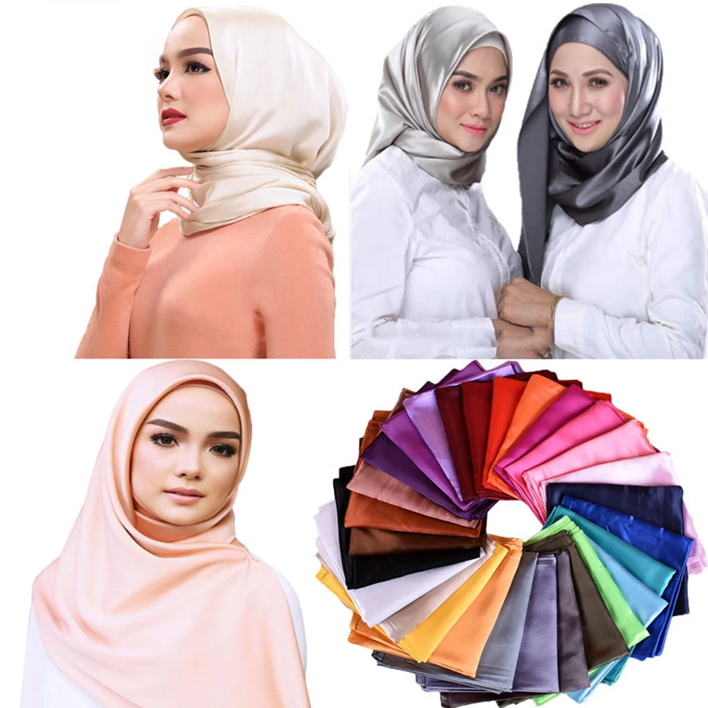 Women's Scarf Silk 2022 Brand New Soft Lightweight Bandana Headscarf Elegant Chiffon Accessories Solid Headband Fashion