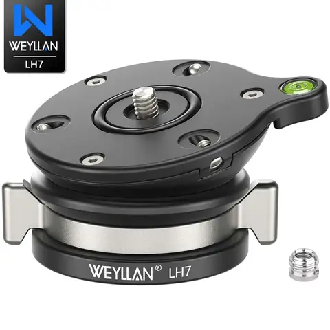 WEYLLAN LH7 삼각대 레벨링 베이스 삼각대 헤드 카메라 레벨러 삼각대 스탠드 카메라 레벨링 헤드(3/8'' 1/4