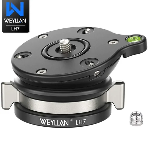 Imagen 1 del producto WEYLLAN LH7 Base de nivelación de trípode cabezal de trípode nivelador de cámara soporte de trípode cabezal de nivelación de cámara con tornillo de 3/8 ''1/4"" carga de 10kg
