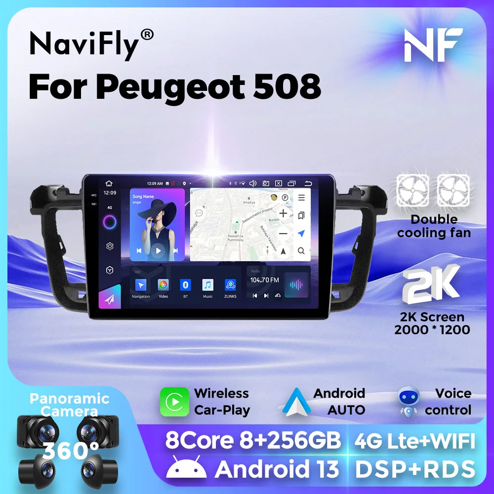 

2Din Android Car Radio Multimedia Video Player For Peugeot 508 508SW 2011-2018 Navigation GPS Carplay Auto Stereo Head Unit DSP