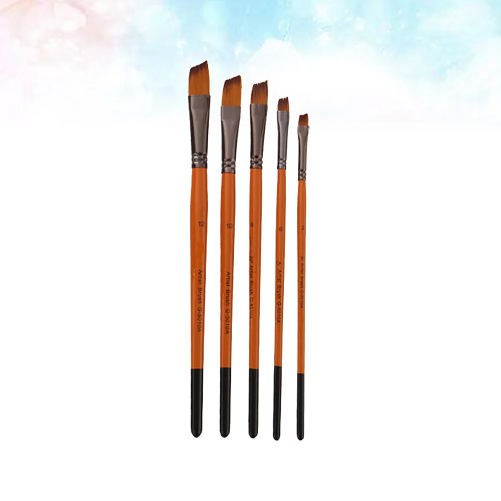 

Набор из 5 профессиональных кистей для рисования с деревянными ручками, нейлоновой и шерстяной щетиной, для тонких деталей и широких мазков, для школы, церкви, выставок