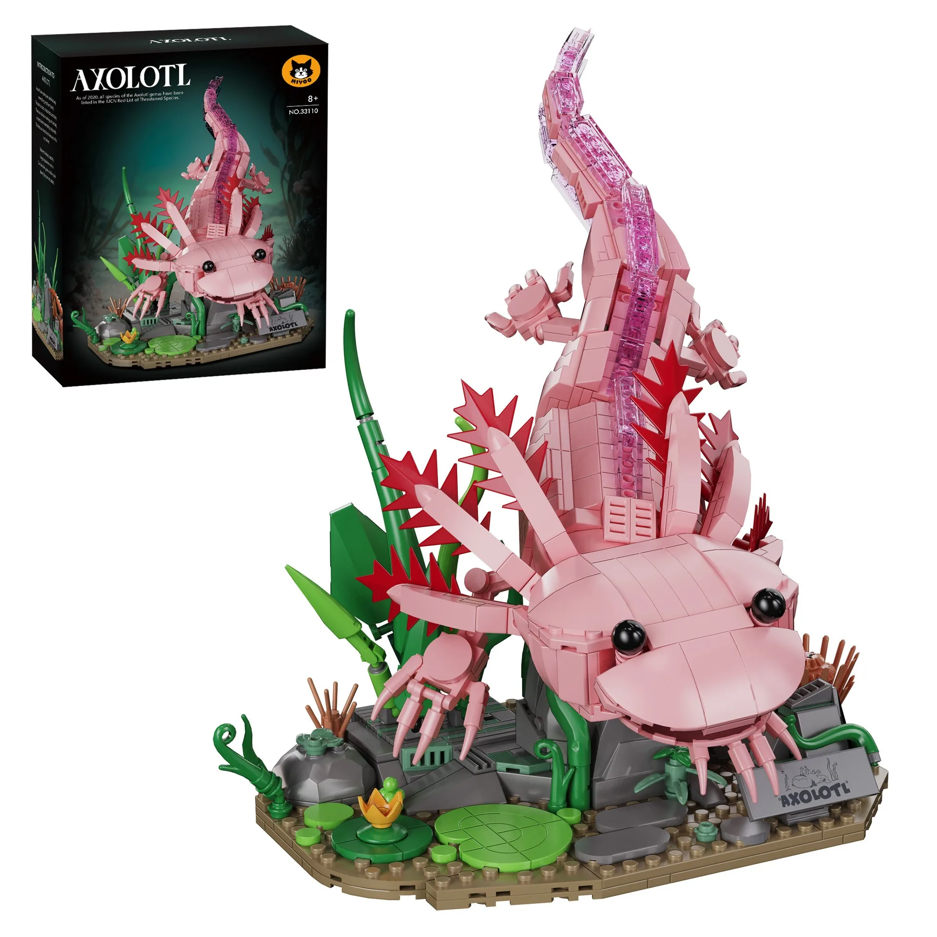 Ensemble de blocs de construction créatifs en forme d'axolotl, 998 pièces, briques de construction éducatives, jouet cadeau pour enfants et adultes
