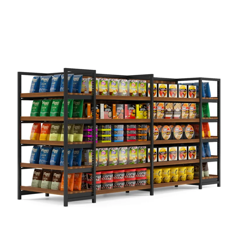 مخصص. أرفف سوبر ماركت العرض الحديثة الخشب، رف معدات السوبر ماركت #2