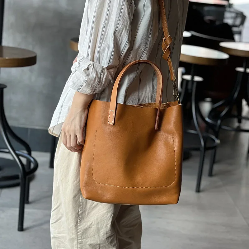 First layer cowhide fall/winter new Japanese vintage handbag Feminine commuter bag Leather shoulder crossbody bag