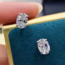 Cubic Zirconia Stud Earrings Oval CZ Crystal Classic Jewelry for Women - E1498