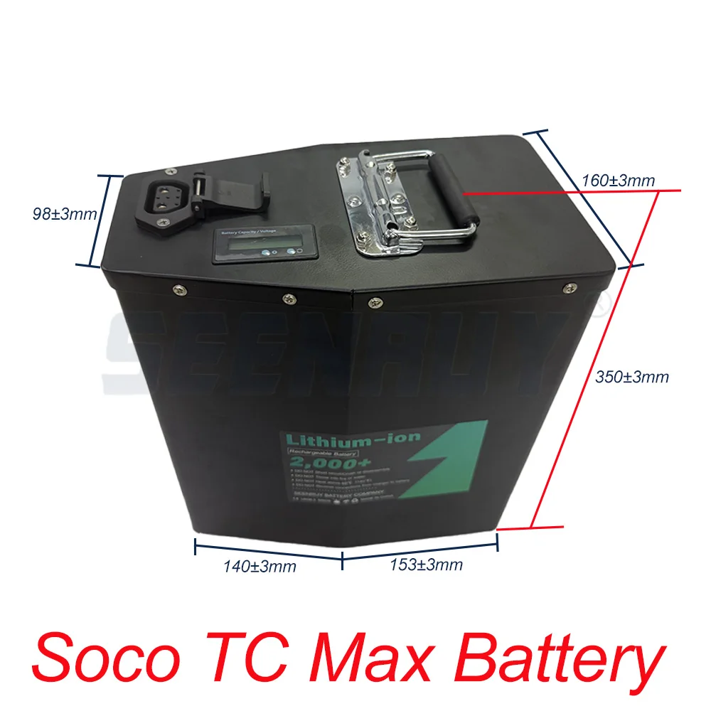 بطارية SEENRUY Super Soco TC Max 72 فولت 55 أمبير في الساعة 65 أمبير في الساعة بديلة أصلية بسعة كبيرة تدعم عرض تطبيق بلوتوث