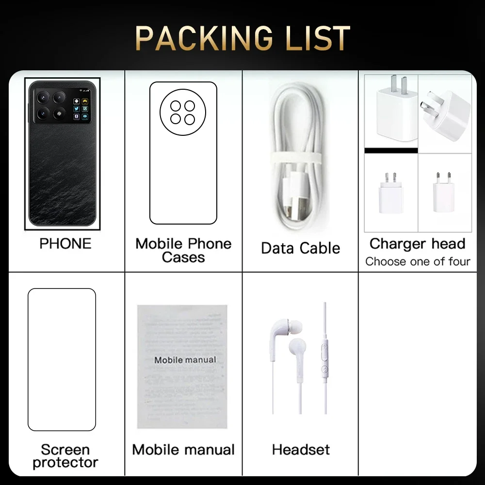 F6 Pro 5G Global Version 7.3HD Screen 16G + 1T 7000Mah Android14 Cellulare Dual Sim Face Unlocked Mobile Phone 108MP Cell Phone