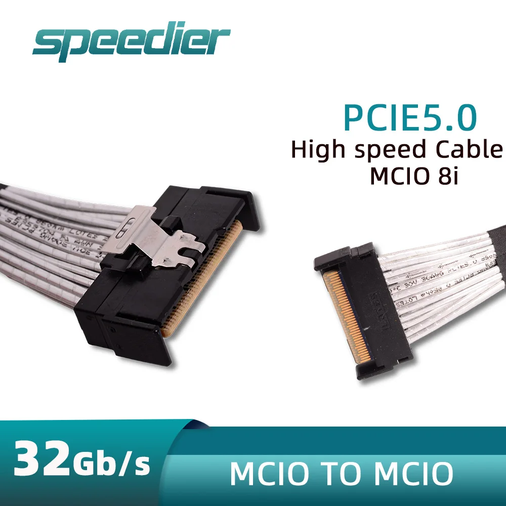 

MCIO Cable 55cm PCIe 5.0 X16 To MCIO Adapter Card PCI-ERiser Backplane for Independent GPU External Expansion Split8 6Pin 12V