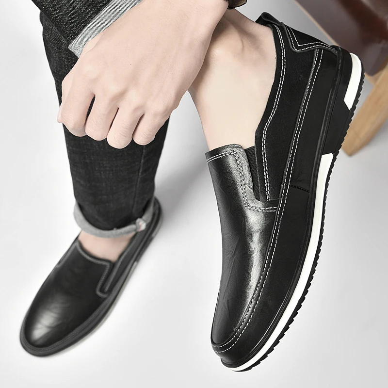 

Brand Men Spring Comfortable Legged Casual Leather Shoes High Quality Men Fashion Gentlemen's Pointed Outdoor Casual Sports Shoe