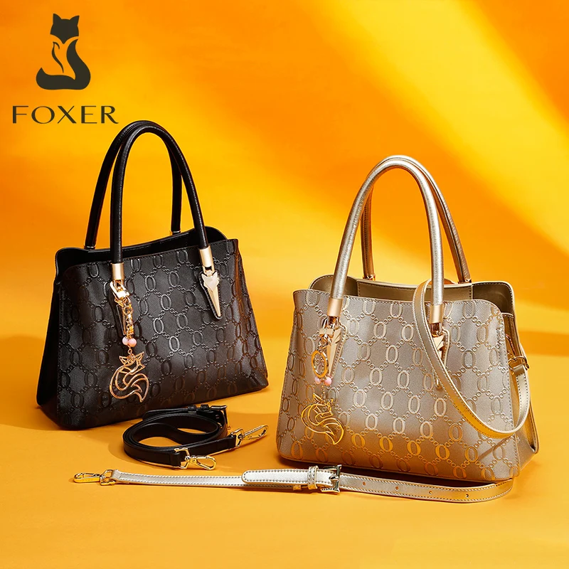 

FOXER Brand Women's Shoulder Bag Split Leather Fashion Handbag Luxury Design Female Tote Bag Large Crossbody Purse as Gift