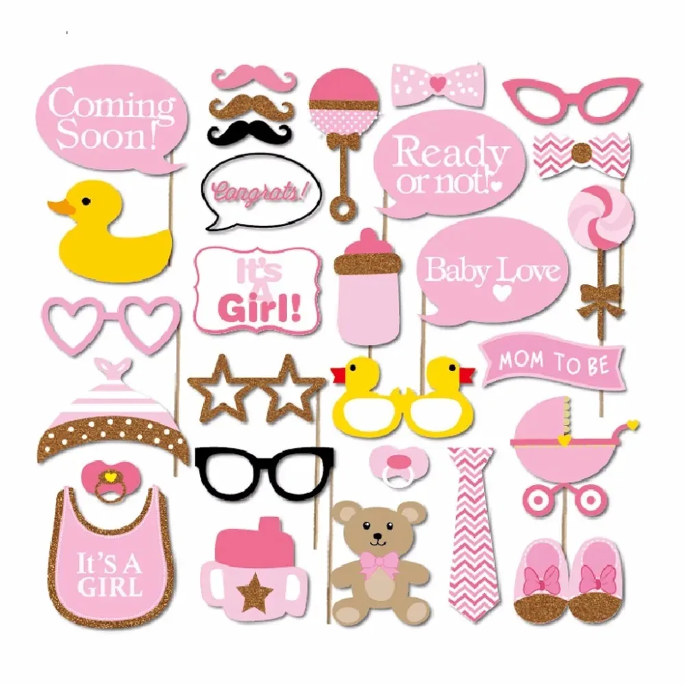 Decoración de fiesta de Baby Shower, accesorios para fotomatón rosa y azul, fotomatón, es un niño y niña, Baby Shower, regalos de recuerdo de fiesta de 1er cumpleaños