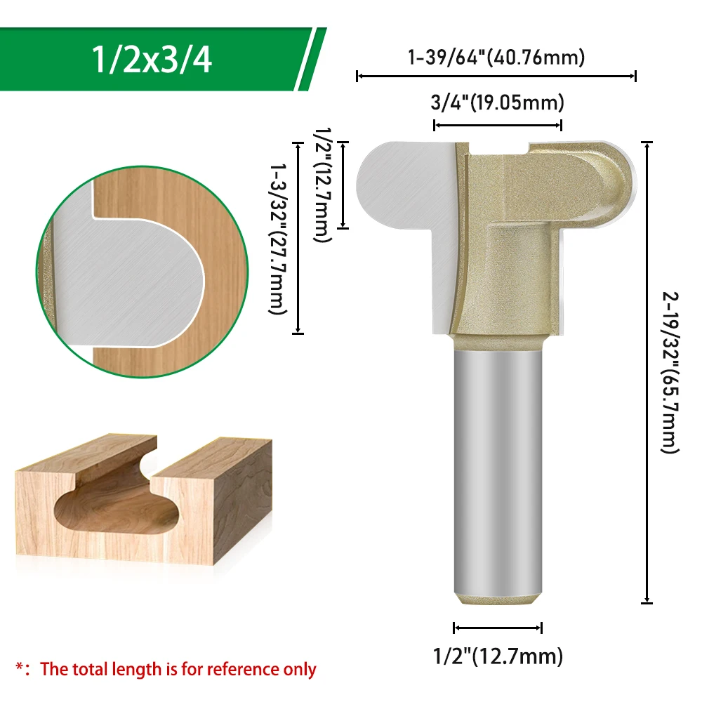 LAVIE Finger Pull Fräser mit 1/2"-Schaft zur Herstellung von doppelbogenförmigen, eingelassenen Fingergriffnuten an Schranktüren und Schubladenfronten – Detail 8