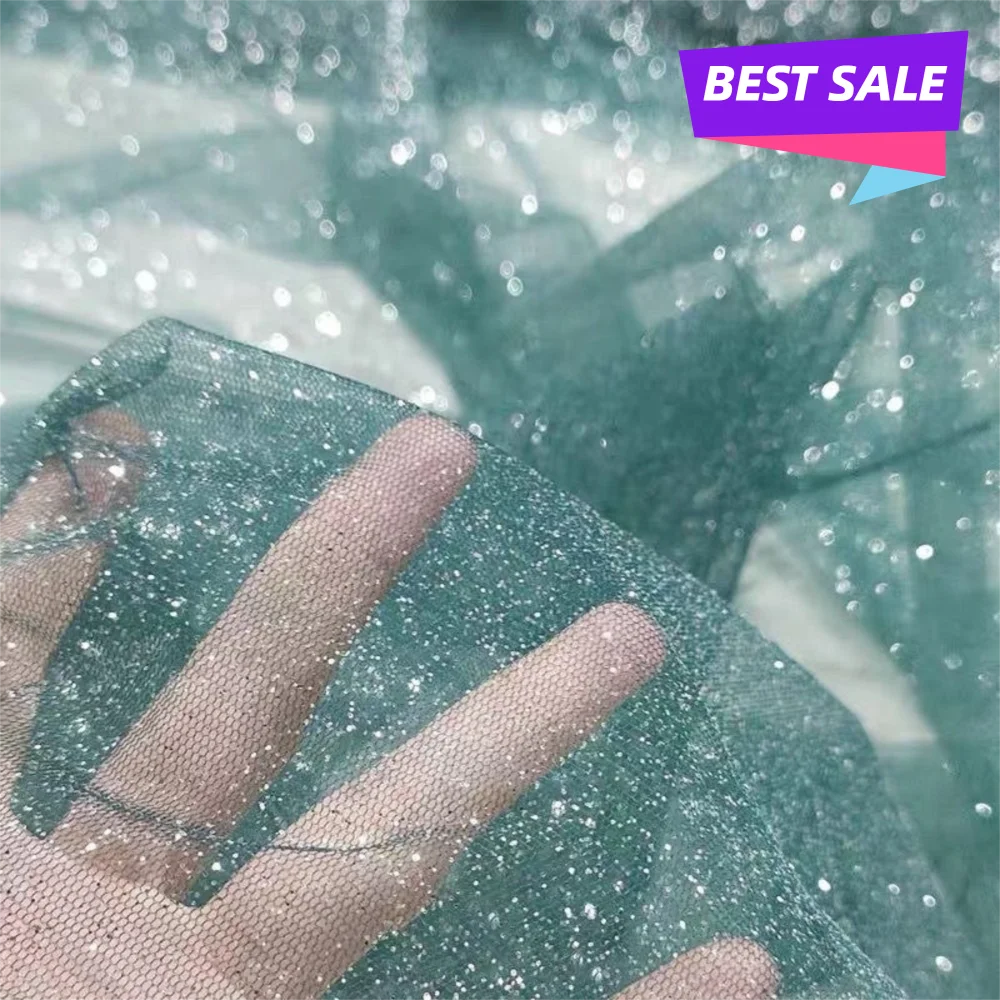 

New 45cmX150cm Mesh Sparkle Fabric DIY Sewing Glitter Sequin Sparkle Tulle Fabric Soft Solid Color Decoration Material