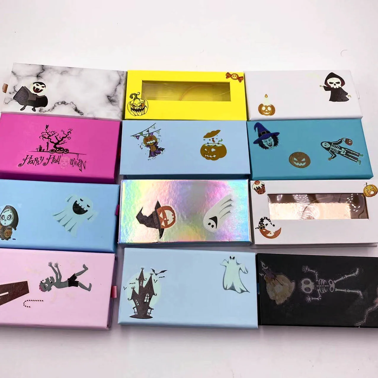 Yiernuo Magnetic Lash Boxes Wholesale Halloween Party Skull Ghost Candy Boxs for Eyelash packing