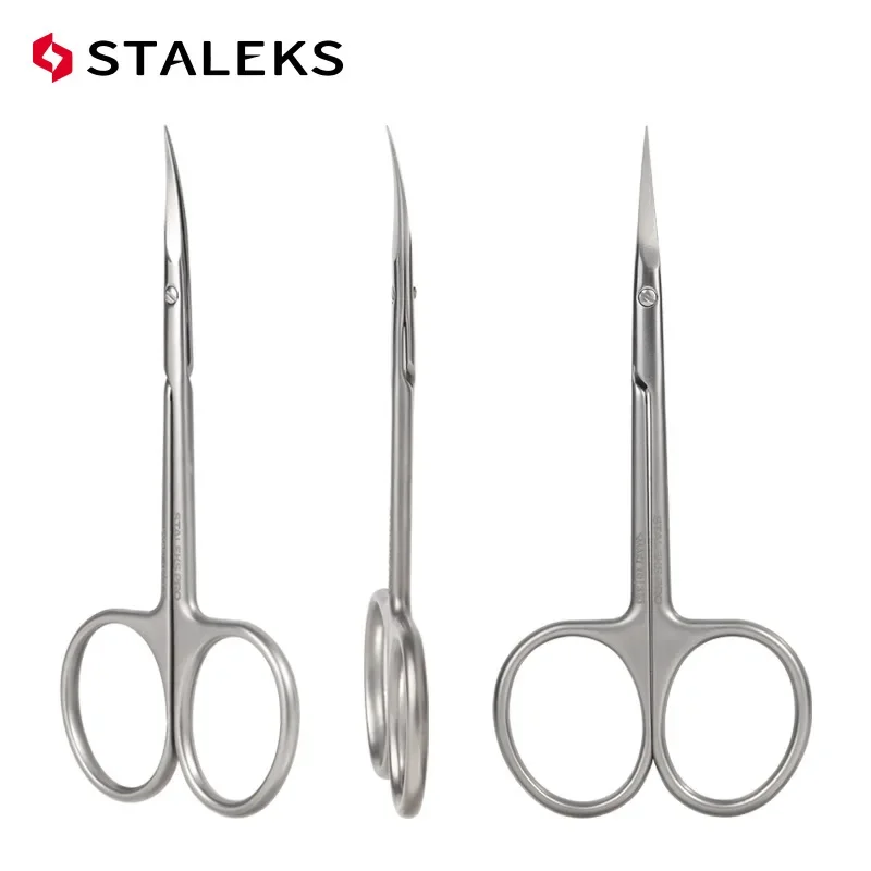 STALEKS Nail Scissors High Quality Stainless Steel Eyebrow Scissors Profession Elbow Scissor Trim Nose Hair Makeup Tools SS-10-3