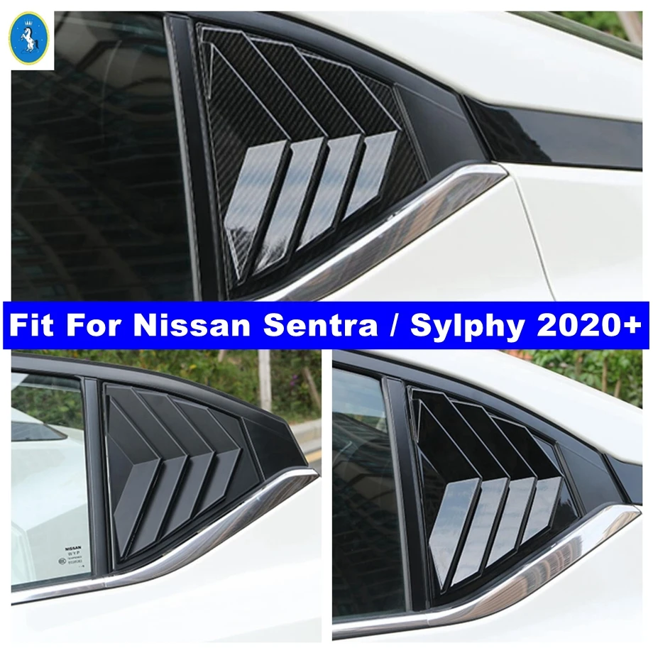 

Rear Window Louver Shutter Panel Cover Trim Fit For Nissan Sentra / Sylphy 2020 - 2023 Black / Carbon Fiber Look Car Accessories