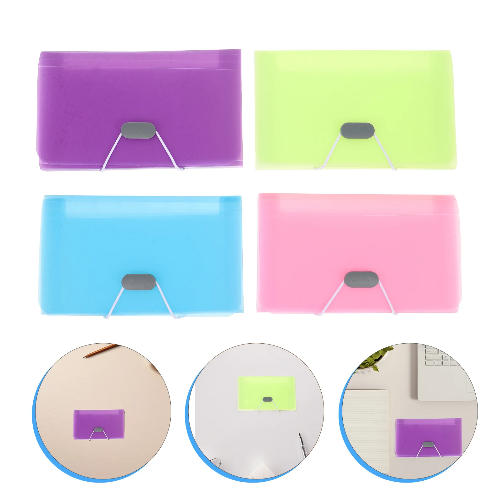 Borsa per documenti multistrato da 4 pezzi Materiale PP Sistema di archiviazione portatile Uso per ufficio domestico Porta valuta A6 per banconote Organizzatore di ricevute