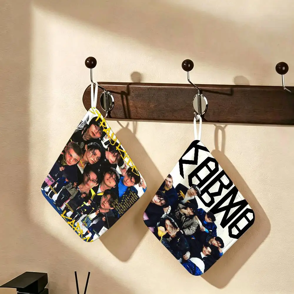 Popular Kpop S-Stray K-Kids Polyester Cotton Hanging Kitchen Towel, Soft Hand Wiping Towel, Reusable for Kitchen Bathroom Home