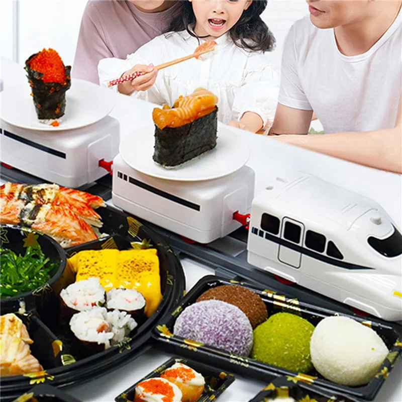 ODIES-12X Treno per sushi Rotary Sushi Track Nastro trasportatore Tavolo rotante Set di treni per alimenti per bambini Fai da te B