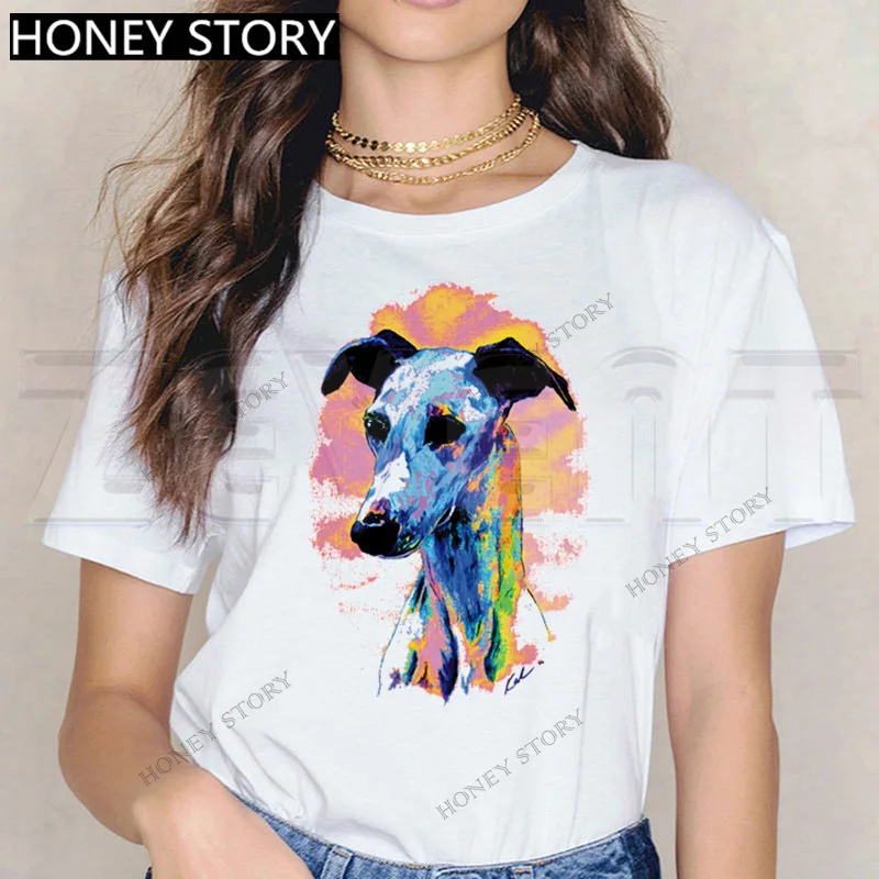 

Модная женская футболка с принтом мультяшной собаки, с короткими рукавами, повседневная, с круглым вырезом, свободного кроя, в стиле Харадзюку, оверсайз