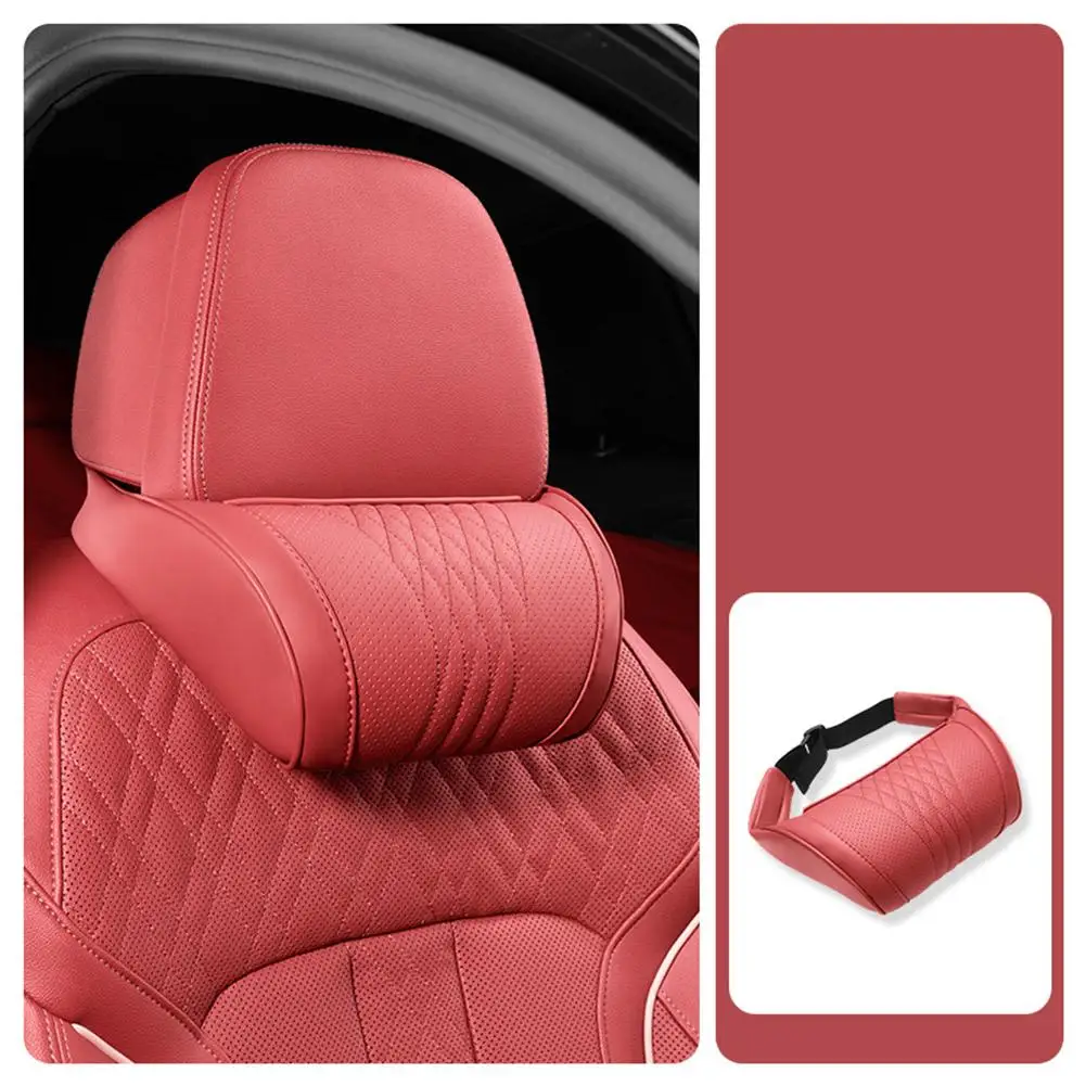 Luxuriöses Leder-Auto-Kopfstützenkissen, Nackenstützkissen aus Memory-Schaum, atmungsaktives Sitz-Kopfstützenkissen für Mercedes BMW – Detail 13