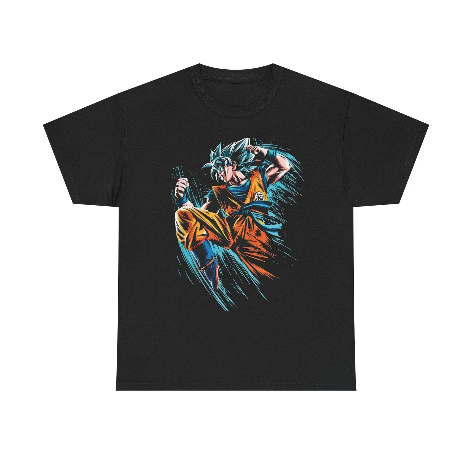 

Men's Goku Dragon Ball Z Kamehameha Large Black Short Sleeve T Shirt Super Saiyan Summer Cotton Women Tops Tee Streetwear Casual
