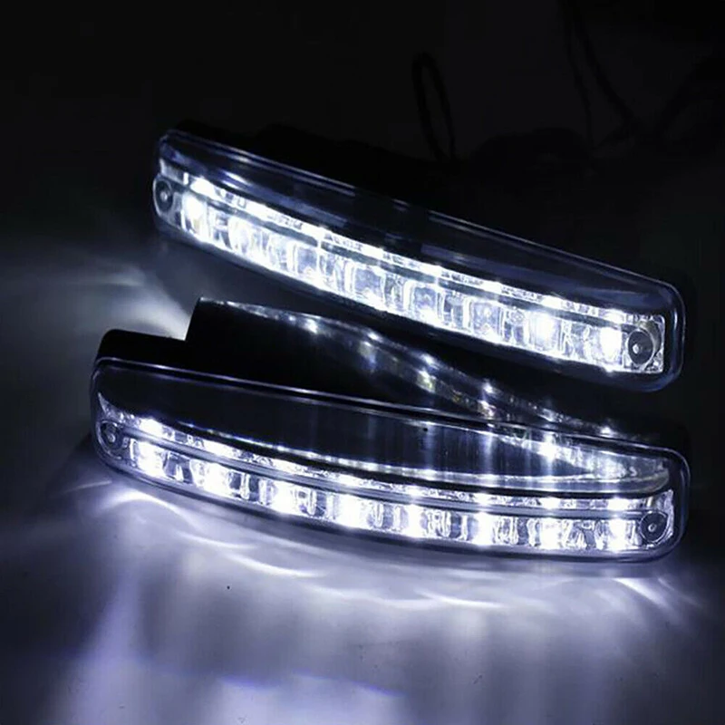 New 2X Car 8 LED DRL Fog Driving Daylight Daytime Running Light Head Lamp White