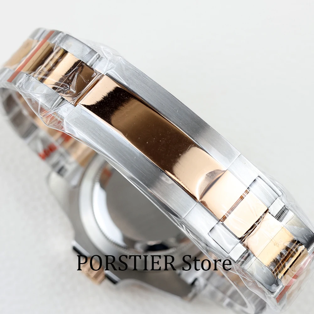 Boîtier de montre en acier inoxydable, or rose, verre saphir, compatible avec le mouvement NH35, NH36, bracelet Oyster polonais, cadran sous GMT, 40mm, 28.5mm