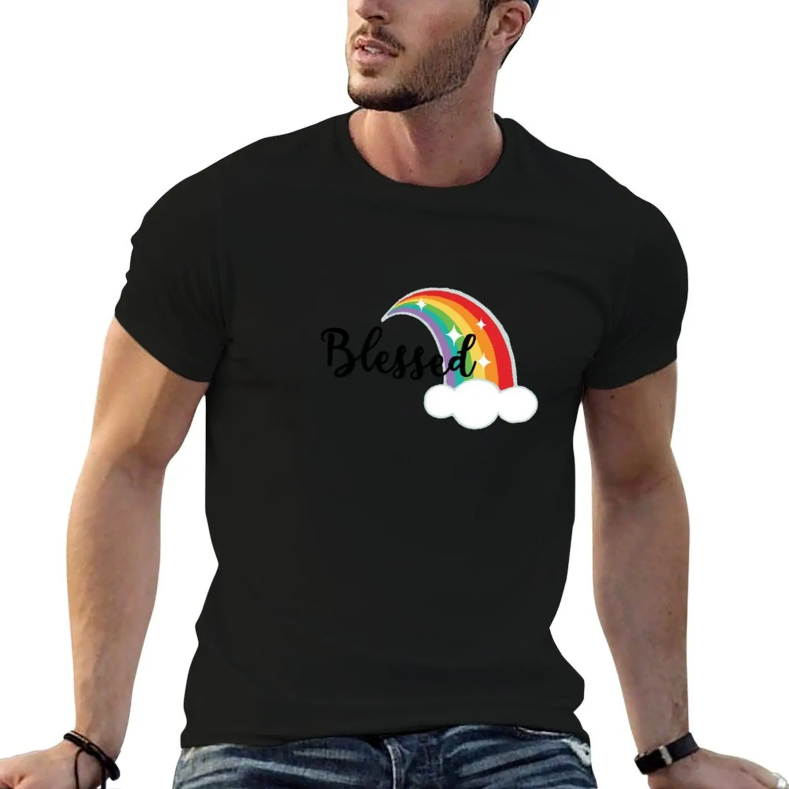 Blessed Rainbow Baby T-Shirt vintage clothes Short sleeve tee T-shirts for men cotton
