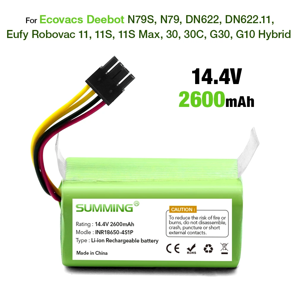 14.4V 2600mAh Li-ion Replacement Battery Compatible with Conga Excellence 1290 1390 1490 1590 Deluxe 370 Gutrend 520