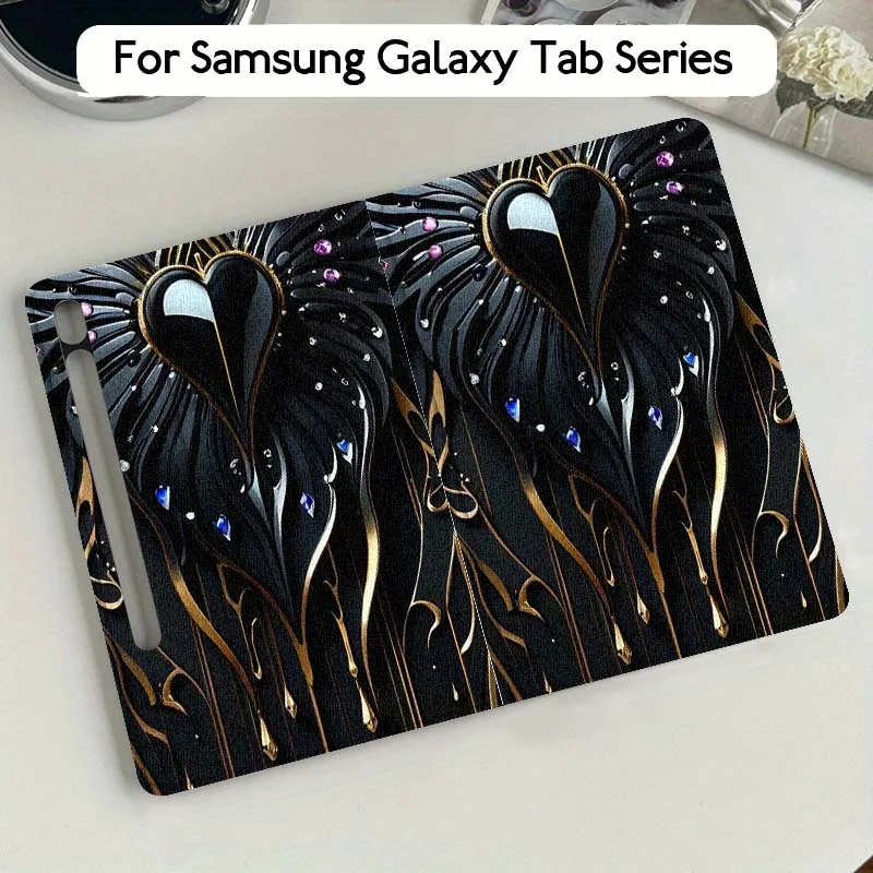 

Black Heart Cool Sparkling For Samsung Galaxy Tab S10 S9 S8 S7 FE Lite Soft Flexible Support Tablet Case Gift