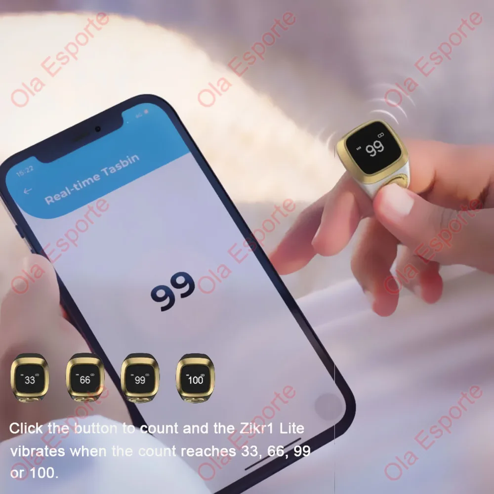 Qibla Zikr1 Lite Tasbeeh Smart Counter Counter For Muslims Prayer Time Vibration Reminder Zikr Ring 5 Waterproof OLET Display