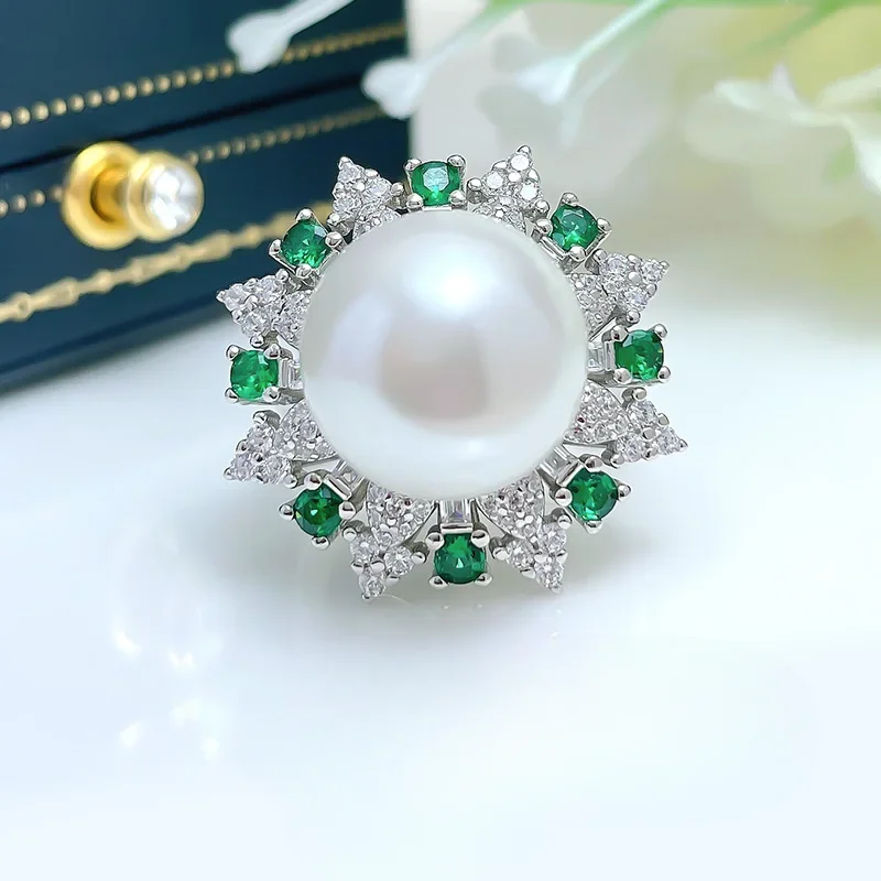 

Luxury Beimu Ring s925 Sterling Silver Inlaid with Emerald Temperament Versatile Banquet Senior Wedding