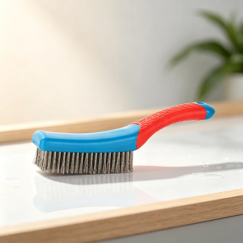 Durable Stainless Steel Small Wire Brush Silicone Handle Red and Blue Paint Removal Tool Scratch Brushes Cleaning Metal Rust