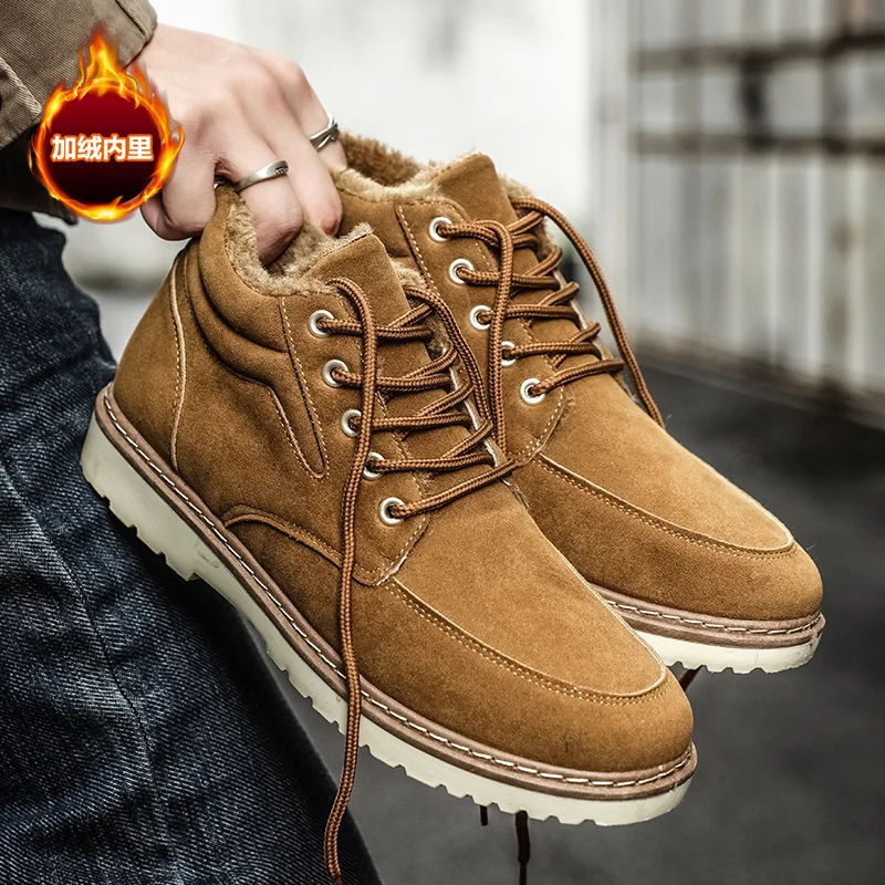 

Winter Ankle Boots Men's Martin Boots Outdoor Comfortable Yellow Boots with Classic Design High Top Men British Casual Shoes