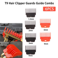 6pcs/set For T9 Professional Hair Clipper Guards Comb, Hair Trimmer Cutting Guides Replacement, 1.5mm 2mm 3mm 4mm 6mm 9mm