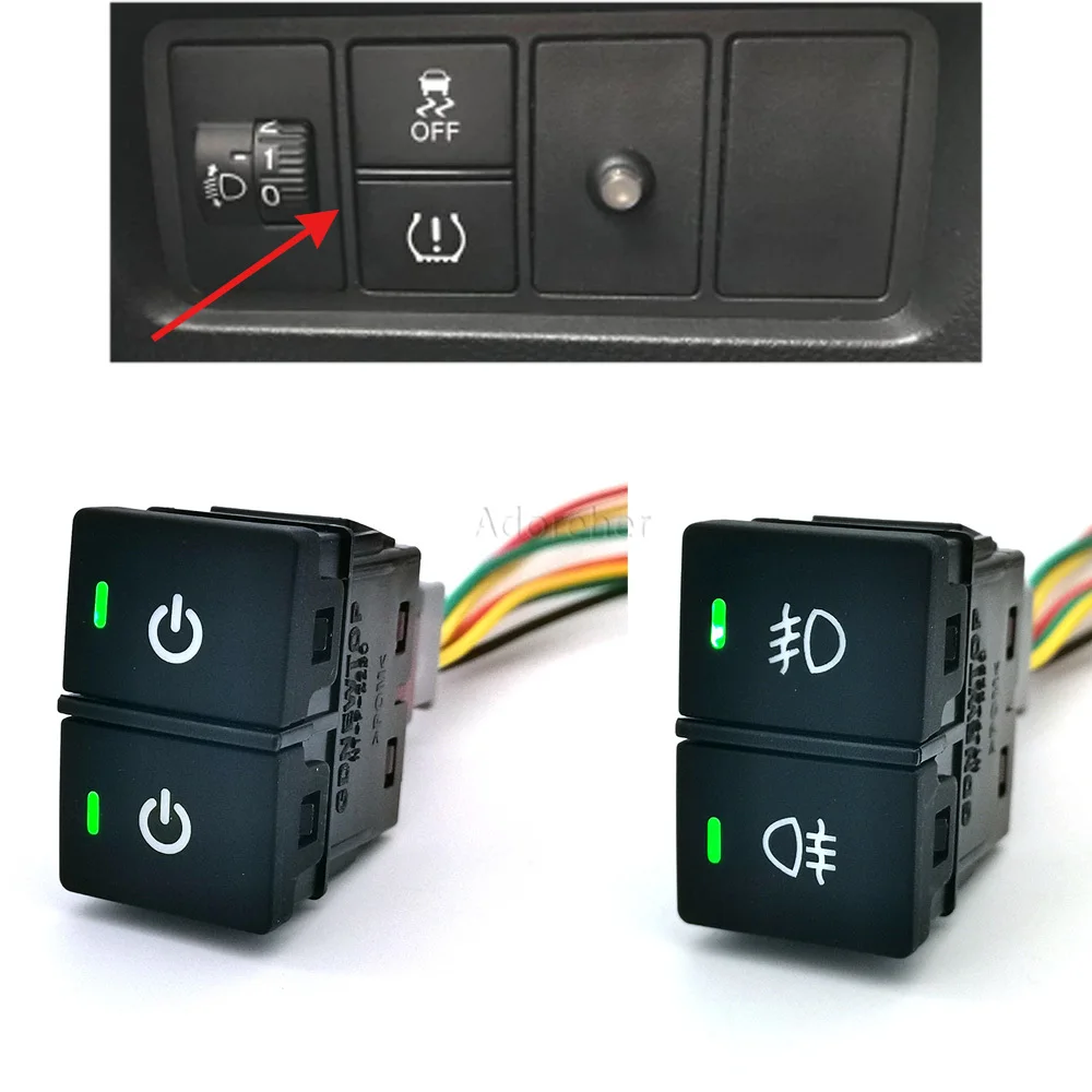 

1 PC Car Power LED Light Front Rear Fog Lamps Music Mirror Heating Dual Control On Off Switch Button with Wire for Honda