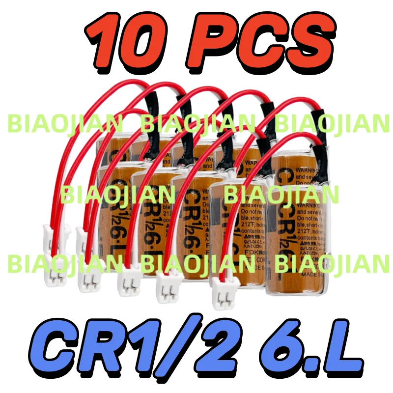 

10PCS New Original CR1/2 6.L CR1/26.L 14250 1/2AA 3V Lithium PLC Battery With White Connector